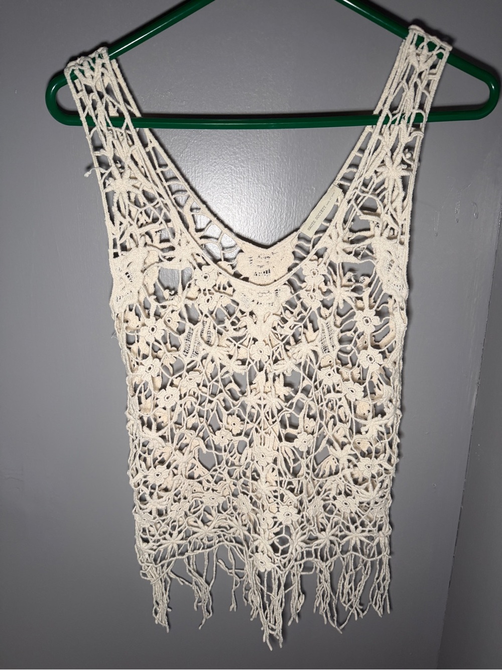 Haute Society Cream Crochet Fringe Camisole - Picture 2 of 4